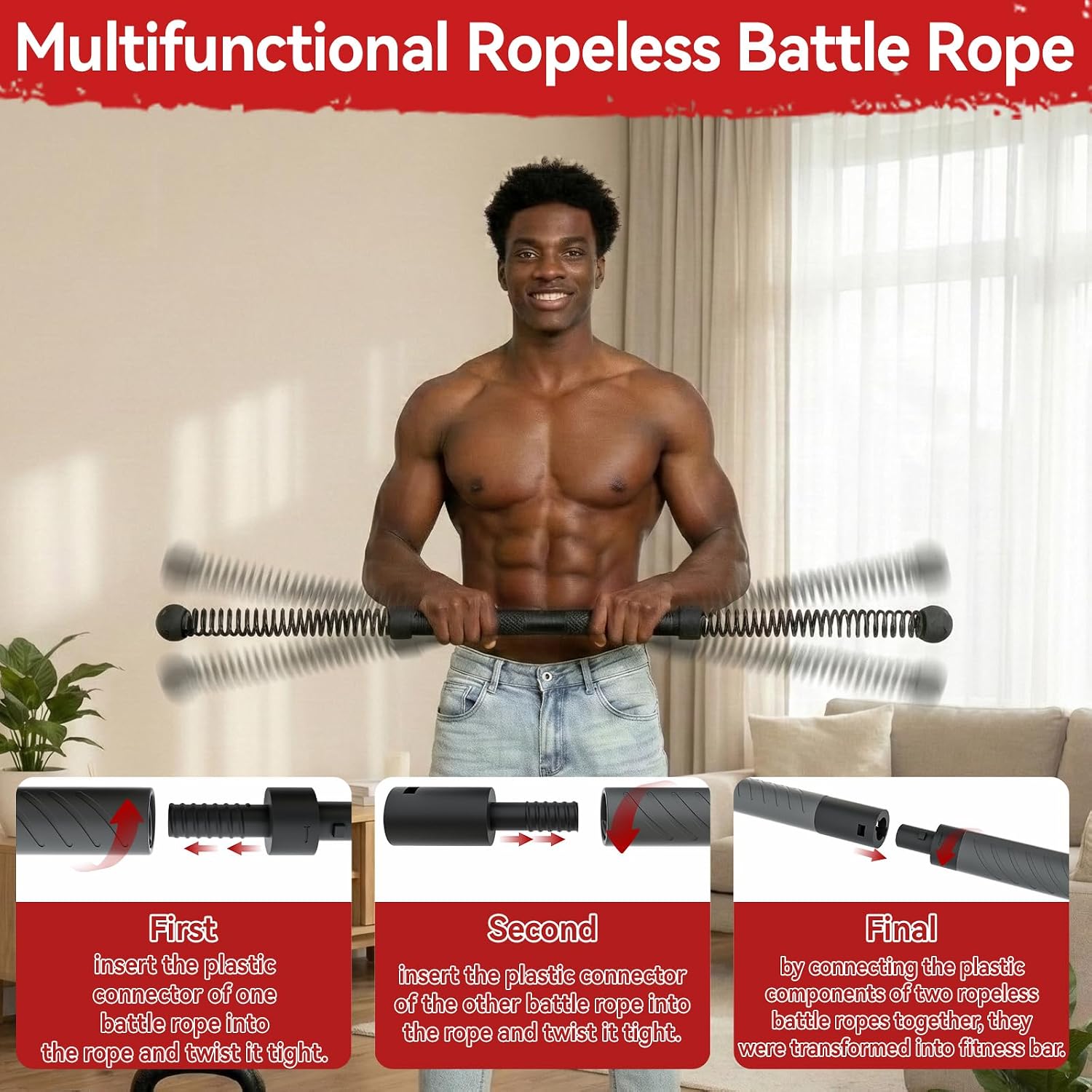 Crossfit Training Gear - 2-in-1 업그레이드 무선 배틀 로프 파워